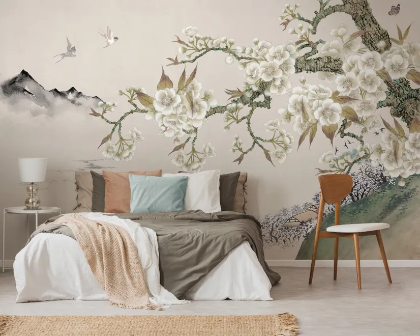 Papier peint panoramique Retro Plum Blossom