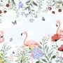 Flamingo with Colorful Floral Wallpaper Mural