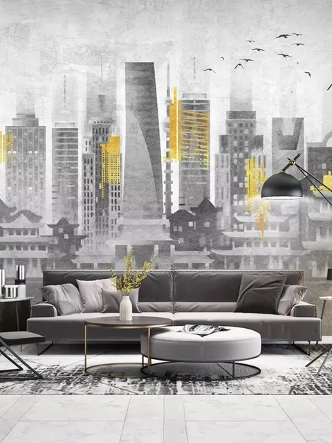 City Landscape Yellow City Light Wallpaper Mural