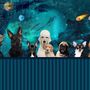 Cartoon Space with Different Dog Wallpaper Mural