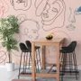 Abstract Pink Faces Wallpaper Mural