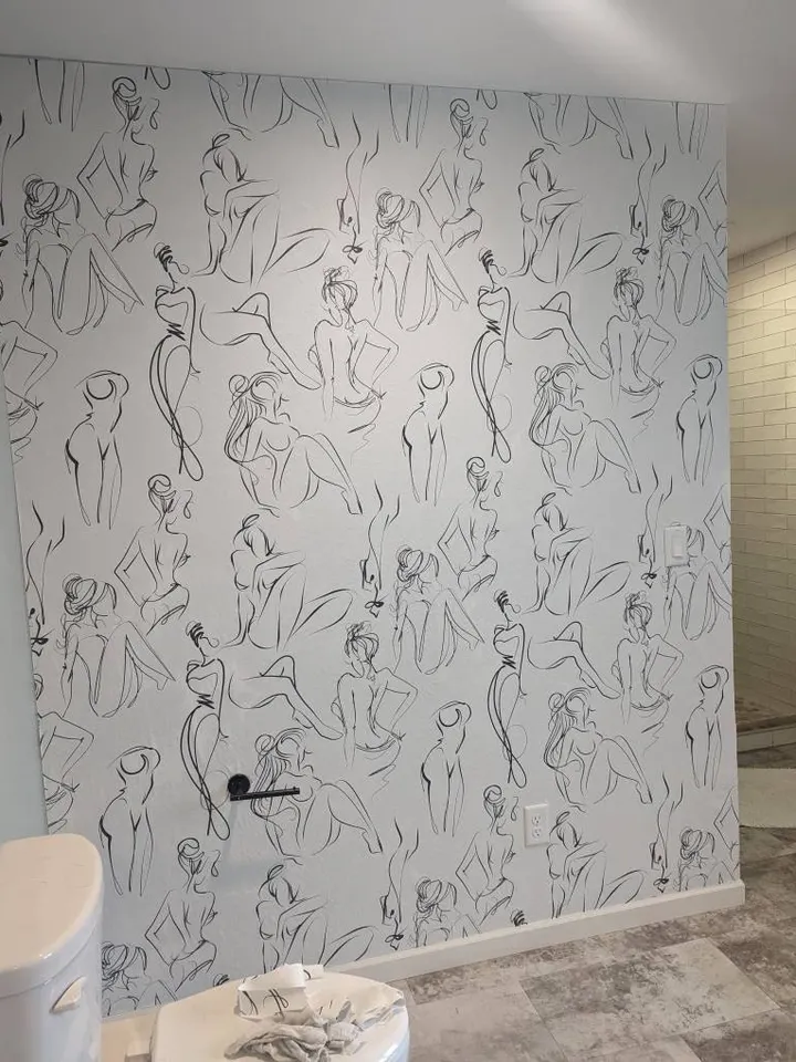 Female Body Line Art Wallpaper Mural