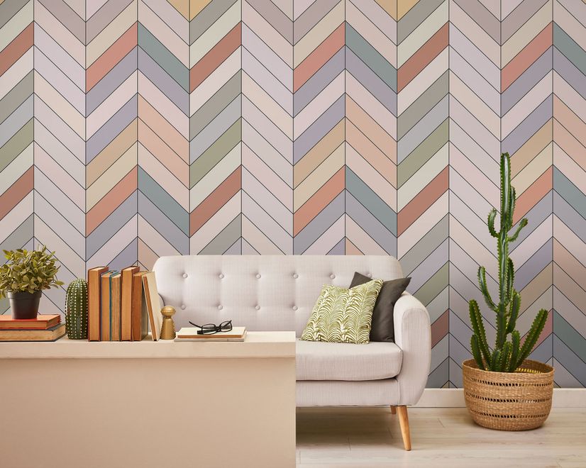 Vintage Chevron Pattern Wallpaper Mural
