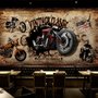 Papier peint moto vintage avec drapeau américain