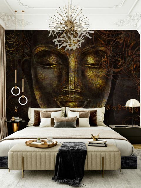 Buddhistische Kunst Gold Stil 3D Look Buddha Fototapete
