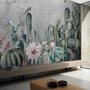 Watercolor Cactus with Flowers Wallpaper Mural