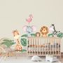 Kids Cute Forest Animal with Banana Leaves Wall Decal Sticker