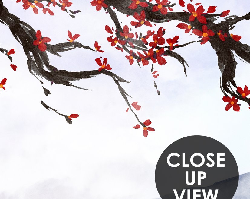 Snowy Mountainscape with Cherry Blossom Wallpaper Mural