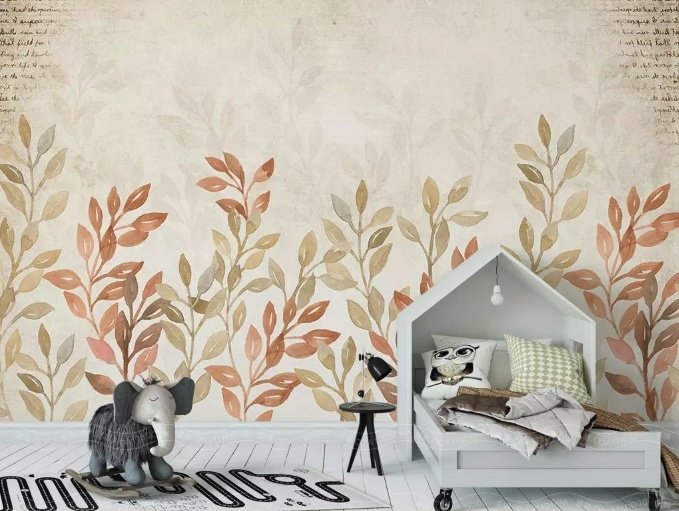 Vintage Autumn Leaves Wallpaper Mural - Peel and Stick