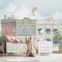 Kids Village Drawing with Cartoon Animals Wallpaper Mural