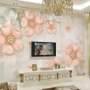 Papier peint panoramique marguerites roses diamant avec papillons