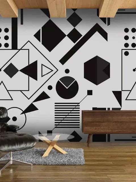 Fototapete mit schwarzen und weißen geometrischen Formen