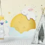 Baby Cartoon Rabbit and Yellow Moon Wallpaper Mural