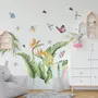 Cute Tropical Leaves and Flowers Wall Decal Sticker