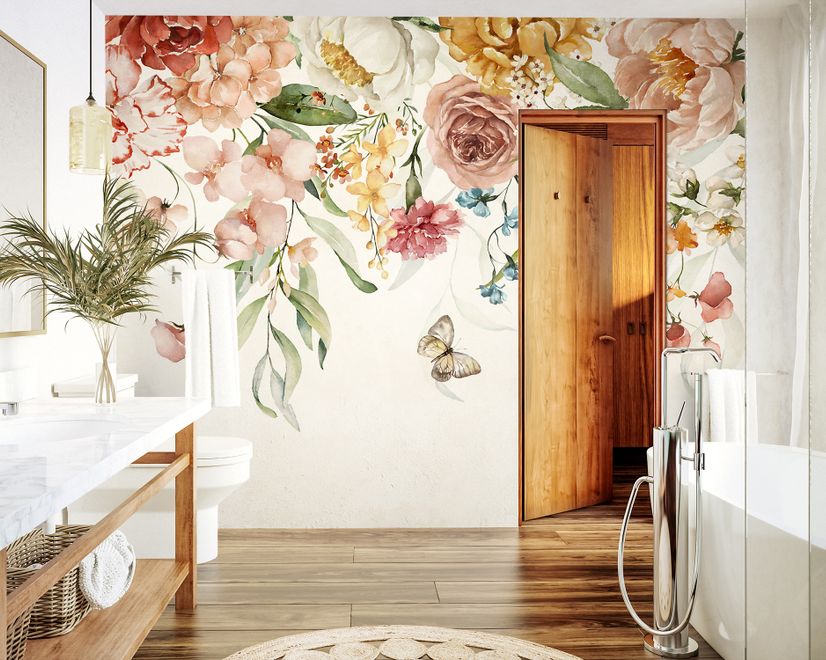 Summer Floral Colorful Watercolor Blossom Wallpaper Mural