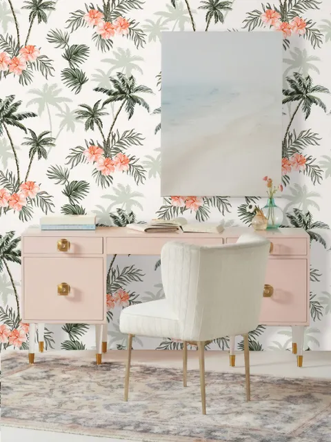 Papier peint palmier tropical motif floral mirabilis
