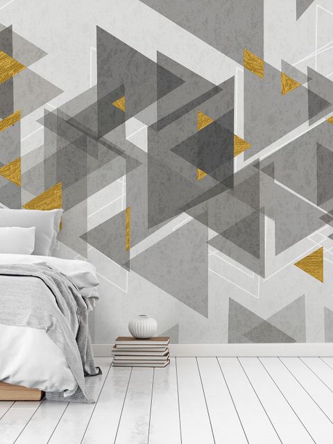 Aquarell Gelb Grau Dreieck Geometrische Fototapete