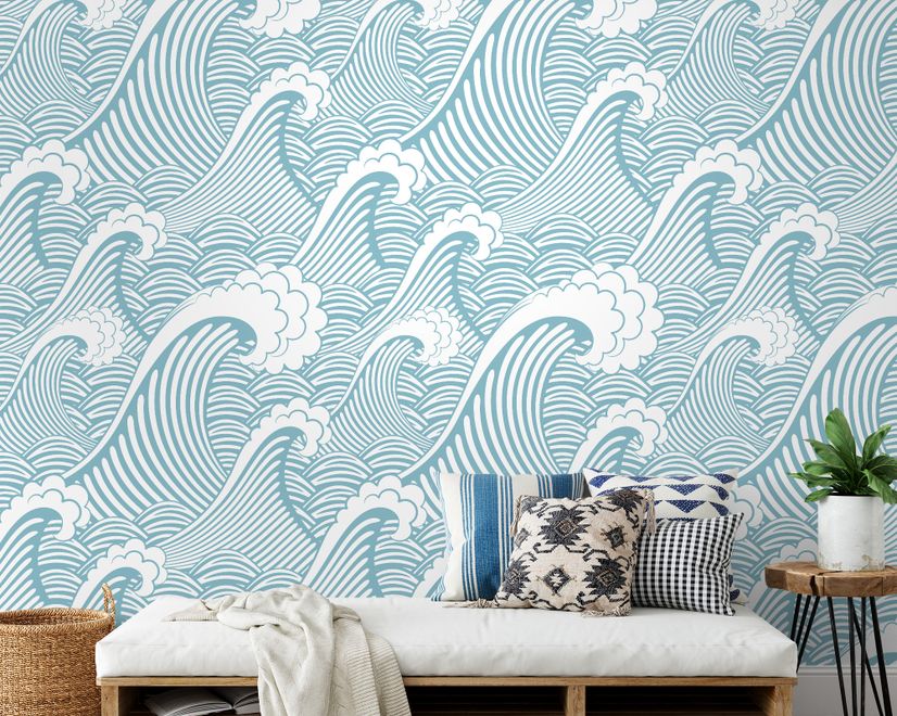 Kids Ocean Wave Pattern Wallpaper Mural