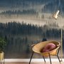 Foggy Pine Woods Landscape Wallpaper Mural