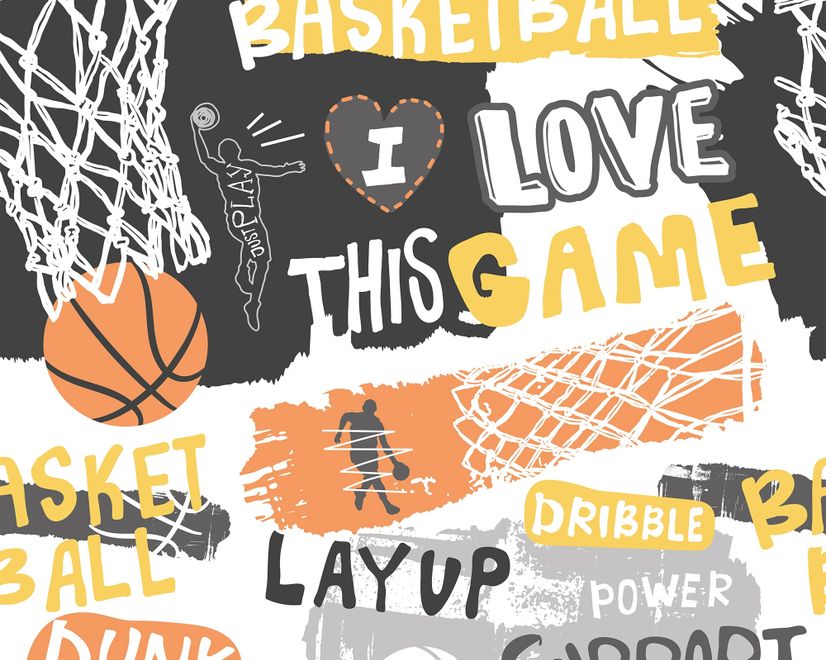Basketball Hoop with Sport Slogans Wallpaper Mural