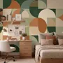 Retro Abstract Geometric Shapes Wallpaper Mural