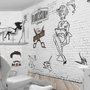 Monochrome Friseursalon und Haarschnitt Fototapete