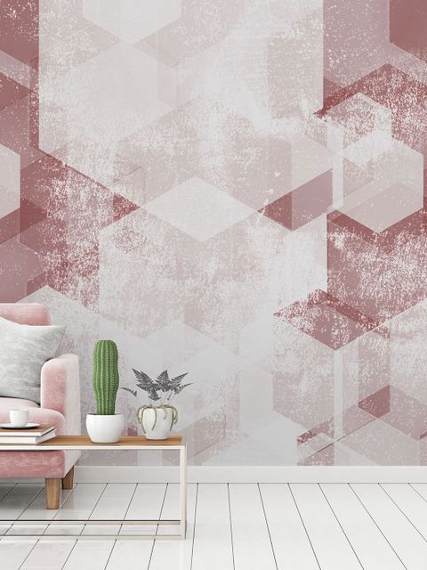 Abstrakte Rosa Geometrische Muster Fototapete