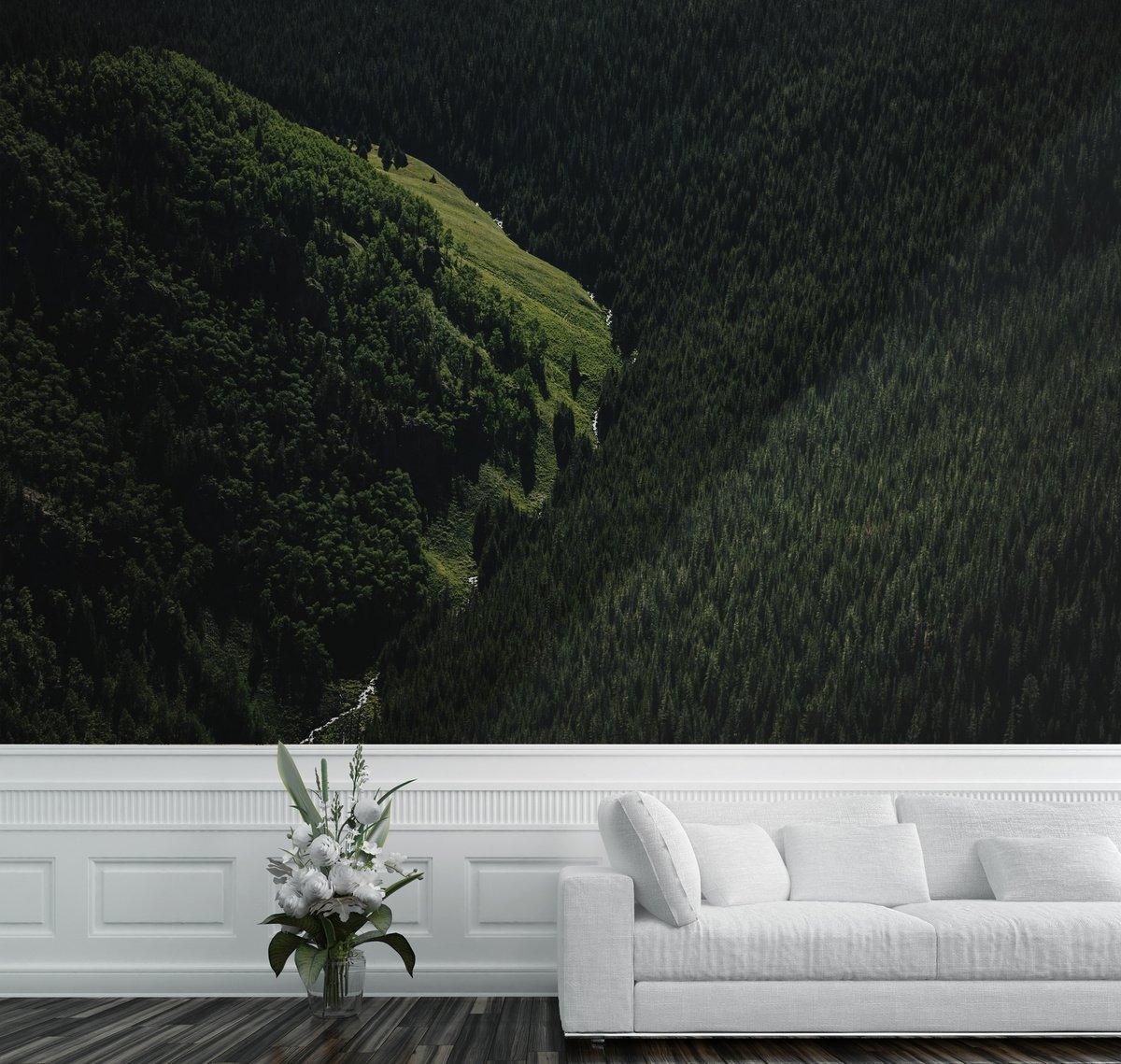 Aerial Nature Forest on Mountains View Wallpaper Mural - Peel and Stick