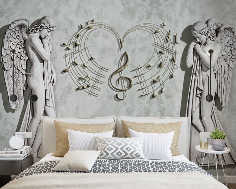 Sophisticated Angel Sculpture Wallpaper Mural