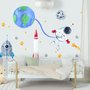 Kids Watercolor Space with Astronaut and Earth Wall Decal Sticker
