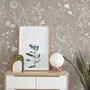 Bohemian Style Neutral Color Wild Flowers Art Wallpaper Mural
