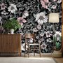 Dark Floral with White Daisy Wallpaper Mural