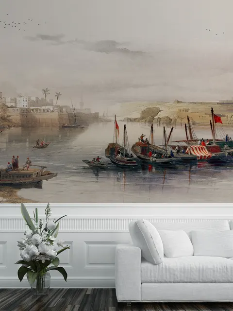 Seashore in Rural Life Historical Art Wallpaper Mural