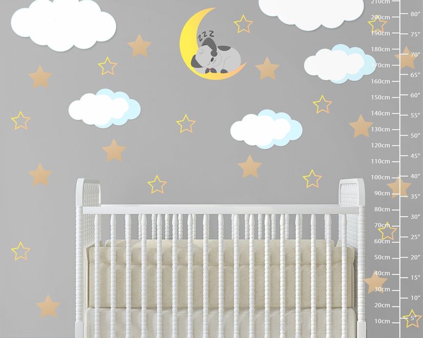 Nuage blanc et étoiles Stickers muraux