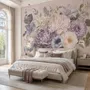 Elegant Pastel Botanical Flower Bouquet Wallpaper Mural