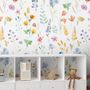 Watercolor Colorful Botanical Wild Flower Wallpaper Mural