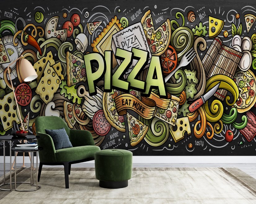 Papier peint panoramique de la pizza 