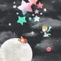 Little Prince and Moon with Watercolor Stars Wallpaper Mural