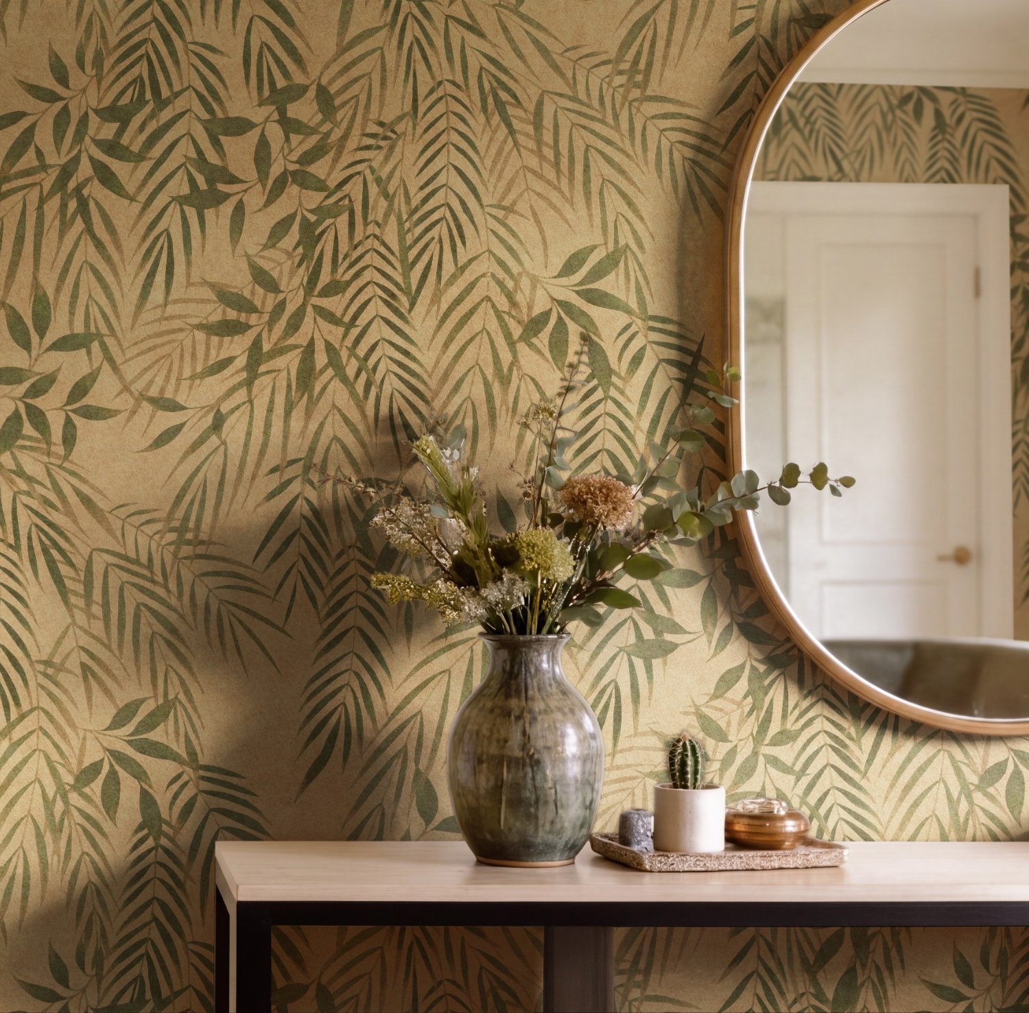 Vintage Tropical Leaves Botanical Wallpaper Mural - Peel and Stick