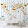 Kids Animals World Map with Stripe Pattern Wallpaper Mural