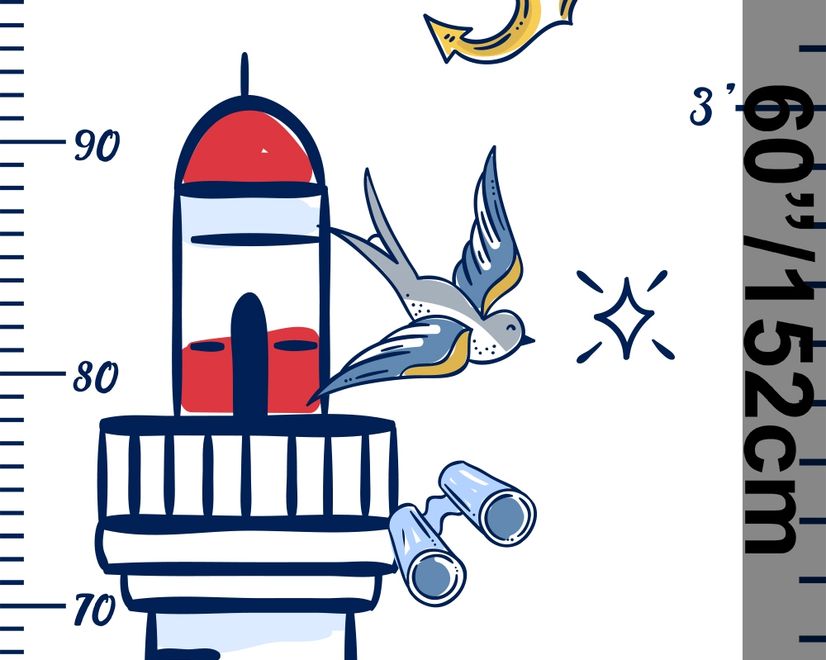 Kids Sailor Height Chart Wall Sticker Decal