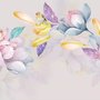 Papier peint panoramique magnolias colorés et oiseaux