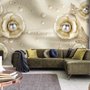 Papier peint panoramique floral anémone perle