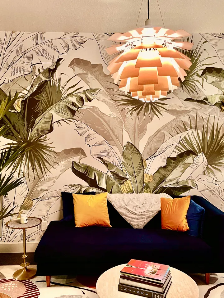 Charcoal Banana Leaf Wallpaper Wallpaper Mural