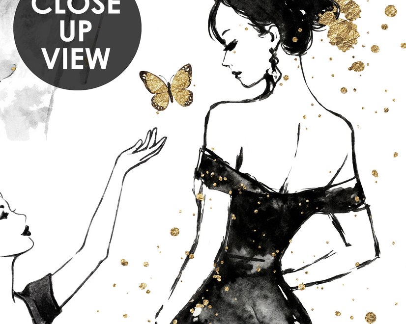 Modern Fashion Women Sketch Wallpaper Mural