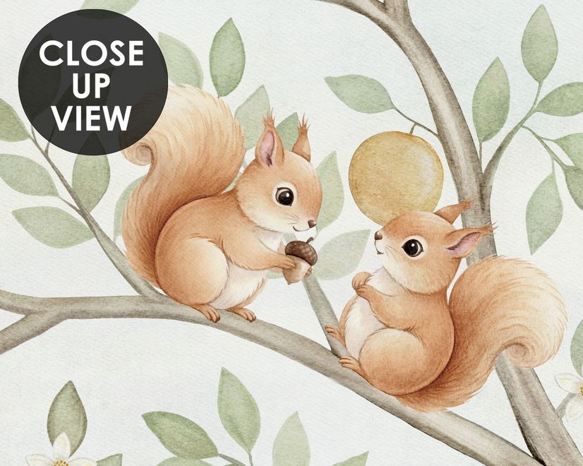 Kids Soft Pastel Forest Animals Wallpaper Mural