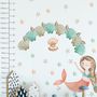 Kids Mermaid Girls with Pearl Oyster Wall Decal Sticker
