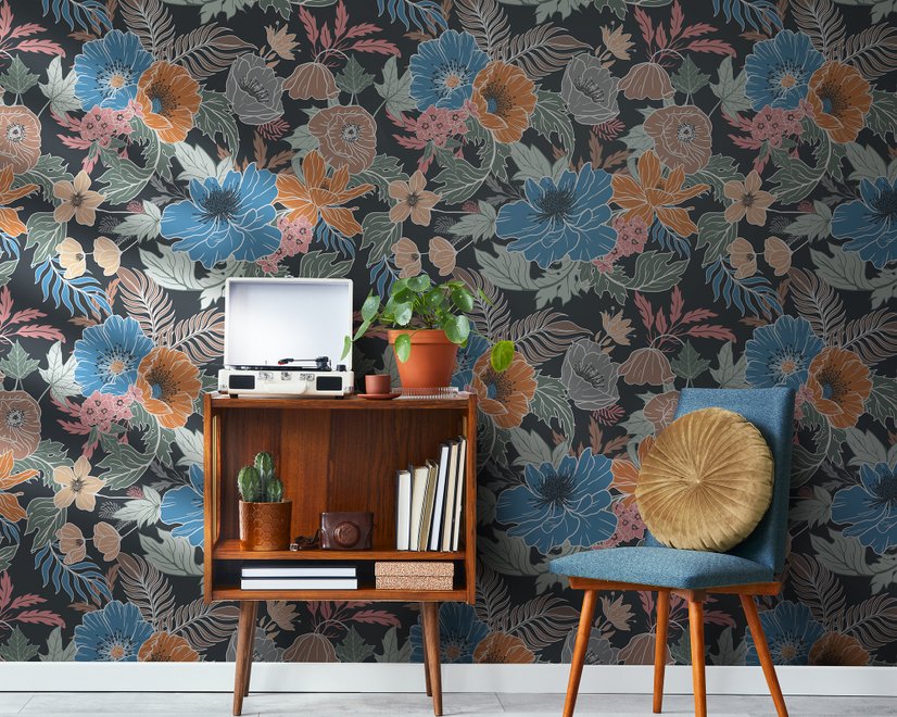 Bohemian Style Anemone Floral Bouquet Wallpaper Mural