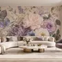 Elegant Pastel Botanical Flower Bouquet Wallpaper Mural