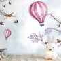Kids Hot Air Balloon with Purple Blossom Wallpaper Mural